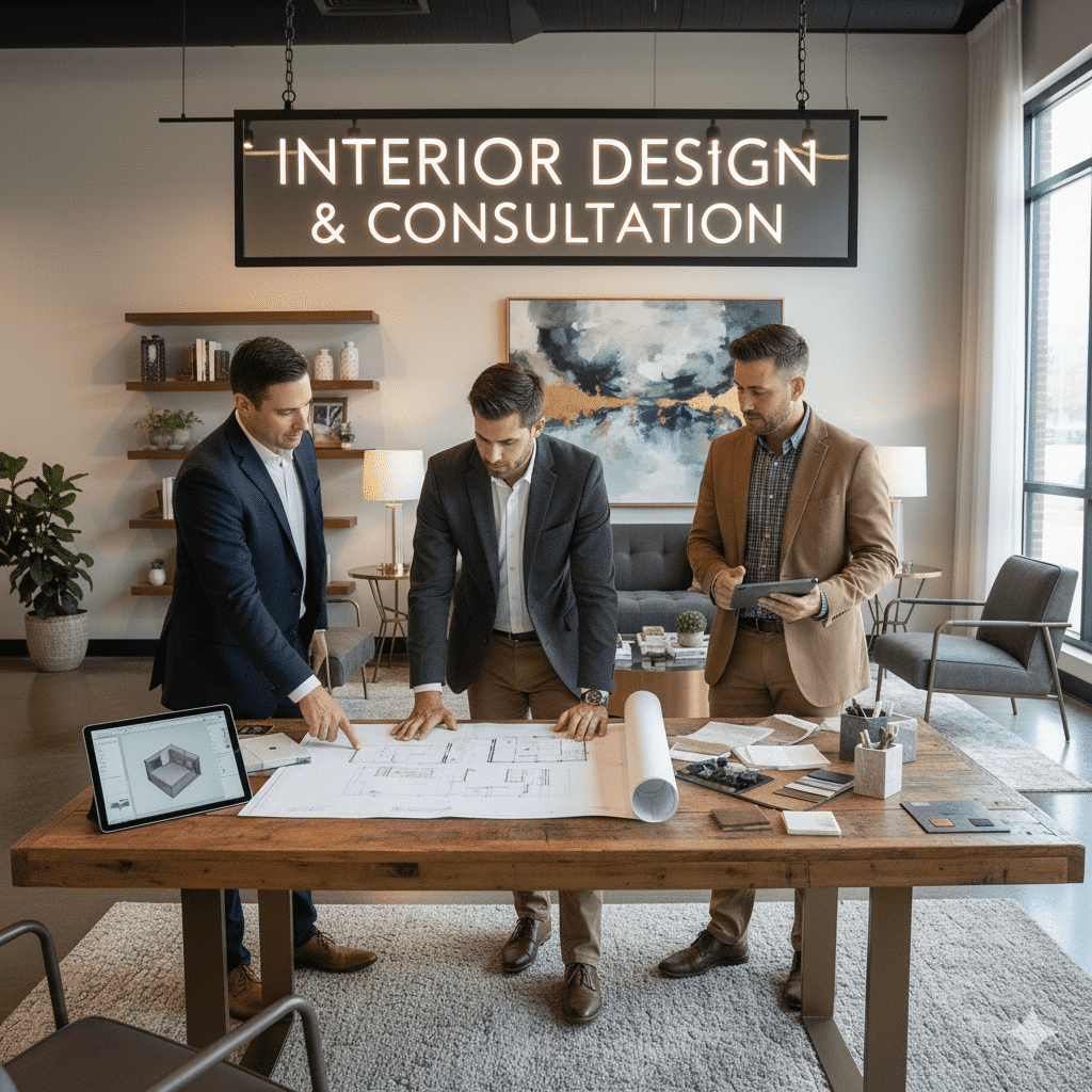 A modern living room with stylish furniture.
