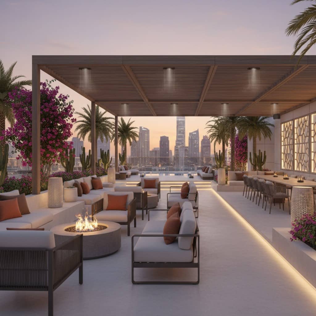 Beautiful outdoor cafe terrace