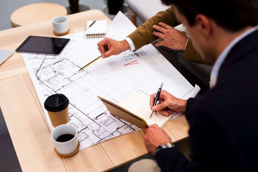 Architectural blueprint and interior design plan